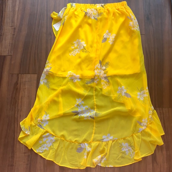 a new day Floral Ruffle Wrap Skirt Yellow M NWT - Picture 5 of 6